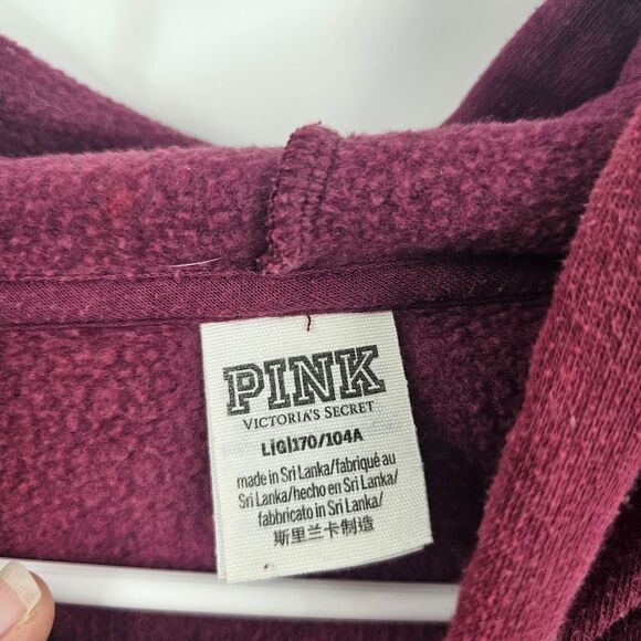 Victoria's Secret PINK large sweatshirt hoodie maroon burgundy - Picture 3 of 4